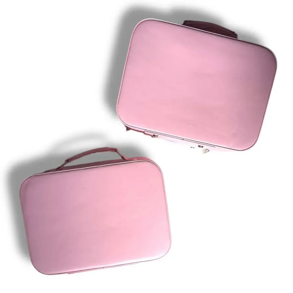 Pair 2 Hello Kitty Makeup Cosmetic Beauty Case Organizer Mirror Pink Hard
